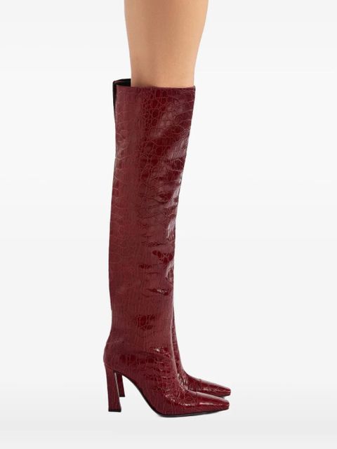 Giuseppe Zanotti 90mm crocodile-embossed knee-high boots - Red