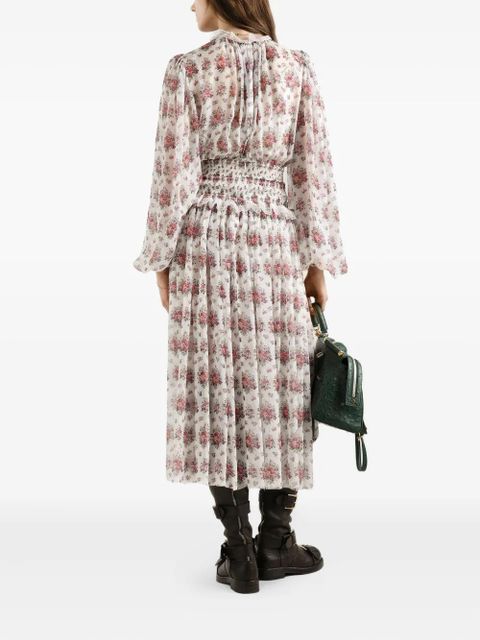 Dolce & Gabbana flower bouquets-print midi dress - White