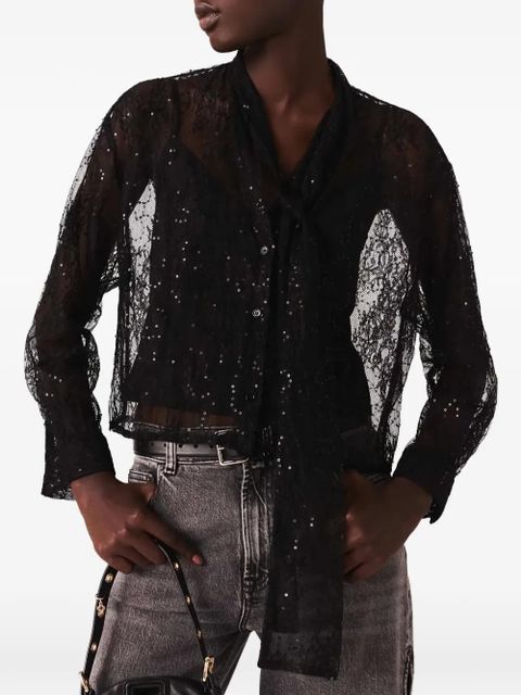 Maje sequinned lace shirt - Black - zdjęcie produktu nr 2