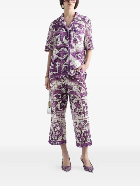 Dolce & Gabbana Majolica-print lace shirt - Purple - zdjęcie produktu nr 2