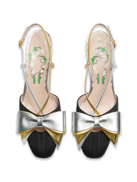 Valentino Garavani Bowow slingback pumps in moirè-fabric 45mm - Black