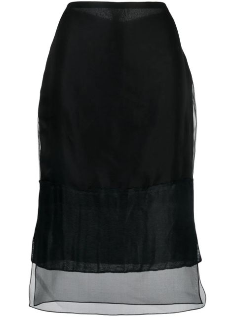 KHAITE layered semi-sheer silk skirt - Black - zdjęcie produktu nr 1