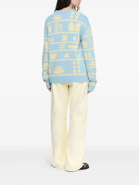 JW Anderson crockery-jacquard jumper - Blue