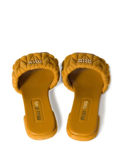 Miu Miu matelassé suede slides - Yellow