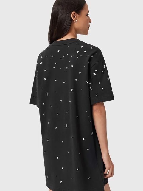 AllSaints sukienka bawełniana DRIP kolor czarny mini oversize W082DD