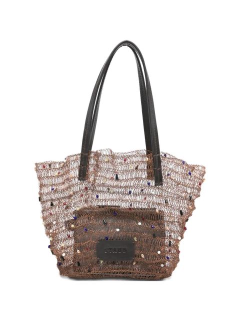 STAUD Jewel beaded tote bag - Brown - zdjęcie produktu nr 1