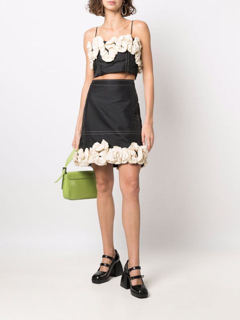 GANNI gathered-detail crop top - Black - zdjęcie produktu nr 2