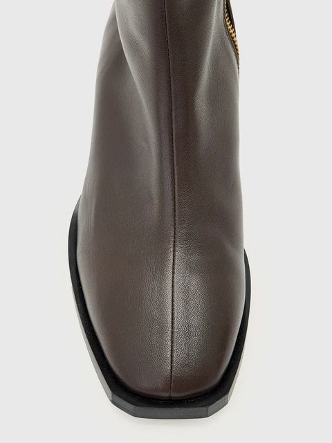 AllSaints botki skórzane Avril Boot damskie kolor brązowy na słupku W096FC