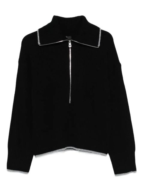 PINKO zip-front ribbed knit sweater - Black - zdjęcie produktu nr 1