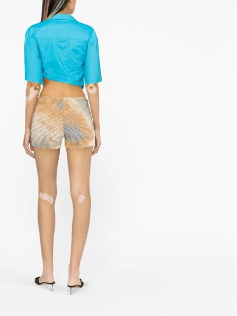 Off-White smocked tie-dye shorts - Neutrals
