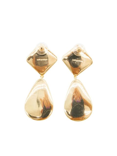 Self-Portrait teardrop earrings - Gold