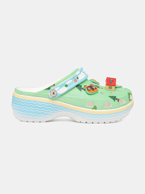 Crocs klapki Animal Crossing Platform Clog damskie kolor zielony na platformie 210101
