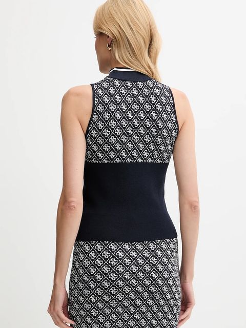 Guess top damski kolor granatowy z półgolfem