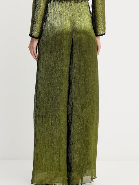 Forte Forte spodnie damskie kolor zielony szerokie high waist 14106.my.pants