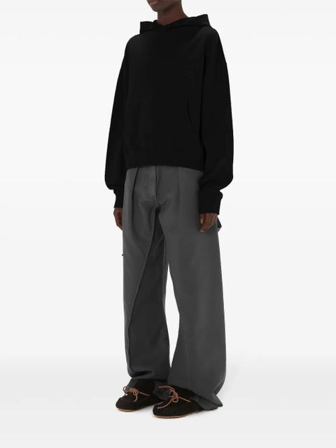 JW Anderson logo-embroidered organic cotton hoodie - Black - zdjęcie produktu nr 2