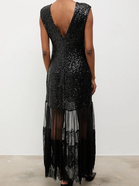 Answear.LAB sukienka kolor czarny maxi rozkloszowana