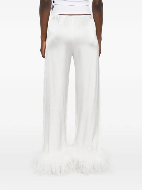 Oséree feather-trim drawstring trousers - White