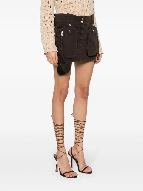 Blumarine cargo-pockets twill mini skirt - Brown