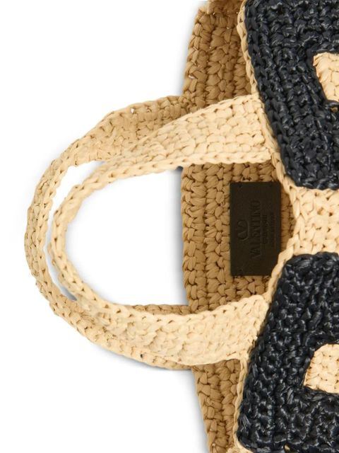 Valentino Garavani small Viva Superstar raffia tote bag - Neutrals