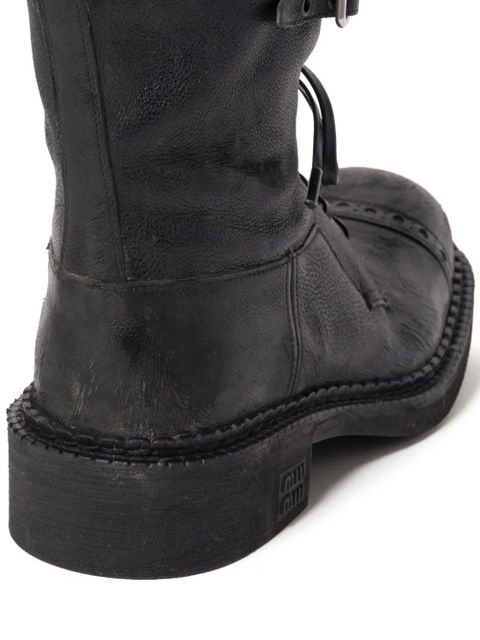 Miu Miu multi-buckle leather boots - Black