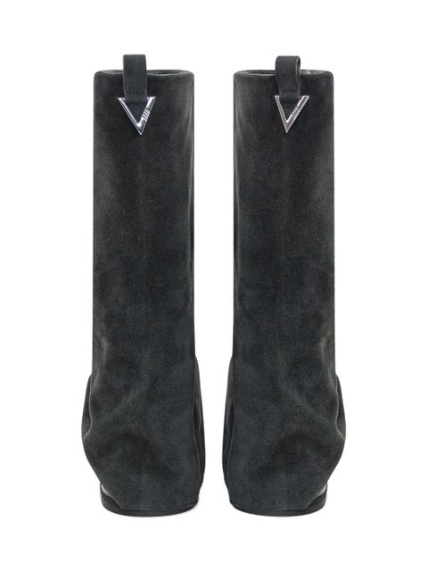 The Attico slouch suede knee-high boots - Grey