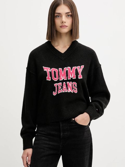 Tommy Jeans sweter z domieszką wełny damski kolor czarny DW0DW21711 - zdjęcie produktu nr 1