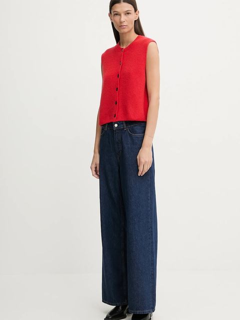 Marc O'Polo kamizelka z dodatkiem wełny damski kolor czerwony M00609065023 - zdjęcie produktu nr 2