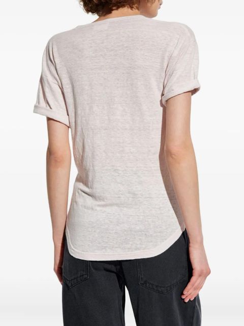 MARANT ÉTOILE logo-print linen top - Pink