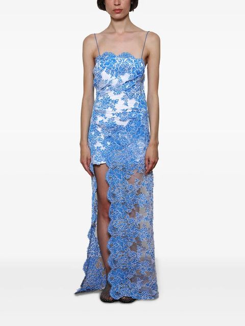 Christopher Esber lace-appliqué maxi dress - Blue
