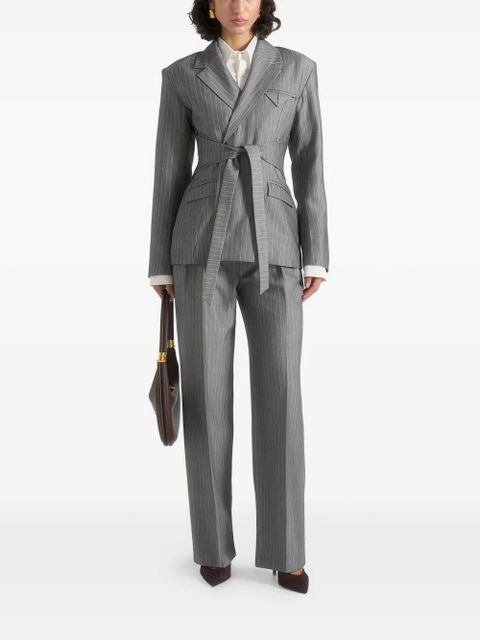 Manière De Voir Delphine pinstripe wrap-tie blazer - Grey