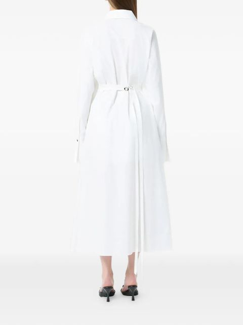 Blumarine pleated cotton poplin shirt dress - White