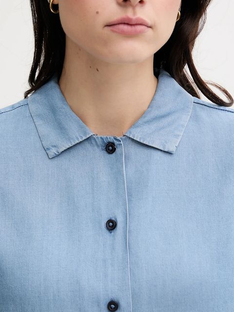 United Colors of Benetton koszula damska kolor niebieski relaxed z kołnierzykiem klasycznym 5KHNDQ0BW