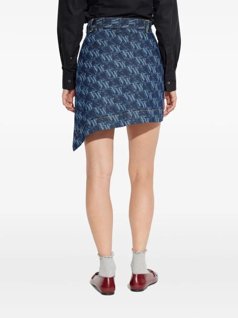 Vivienne Westwood logo-pattern asymmetric mini skirt - Blue