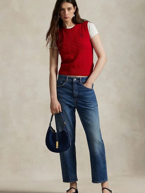 Polo Ralph Lauren kamizelka z kaszmirem damski kolor czerwony 211972134