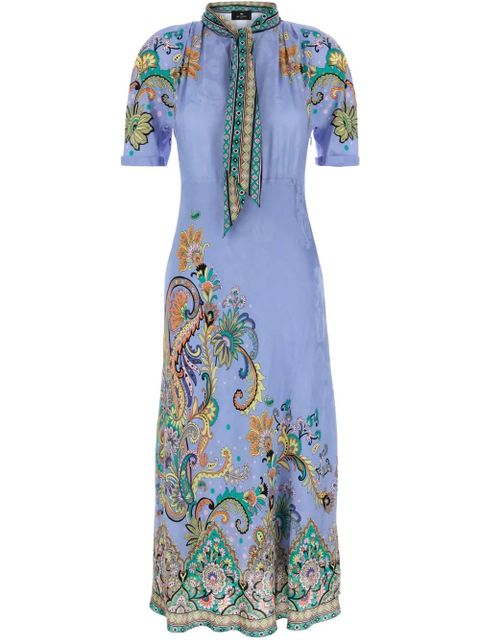 ETRO tied-neck floral-print dress - Blue - zdjęcie produktu nr 1