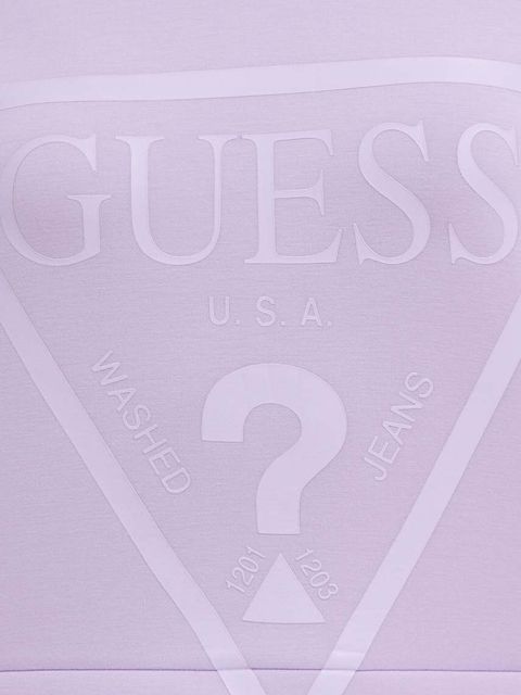 Guess bluza NEW ALISA damska kolor fioletowy z kapturem z nadrukiem V2YQ08 K7UW2
