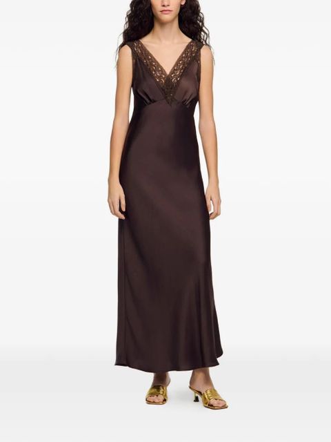 SANDRO lace V-neck maxi dress - Brown