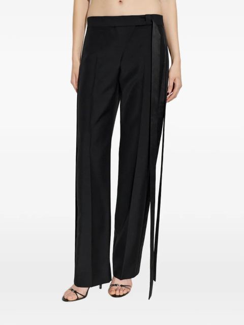 Alexander McQueen satin-trim draped trousers - Black