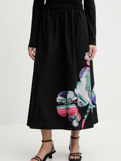 Desigual spódnica bawełniana ELLA LACROIX kolor czarny midi rozkloszowana 25WWFW05 - zdjęcie produktu nr 1