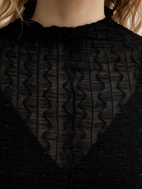 Sisley bluzka damska kolor czarny gładka 3ELRL108B