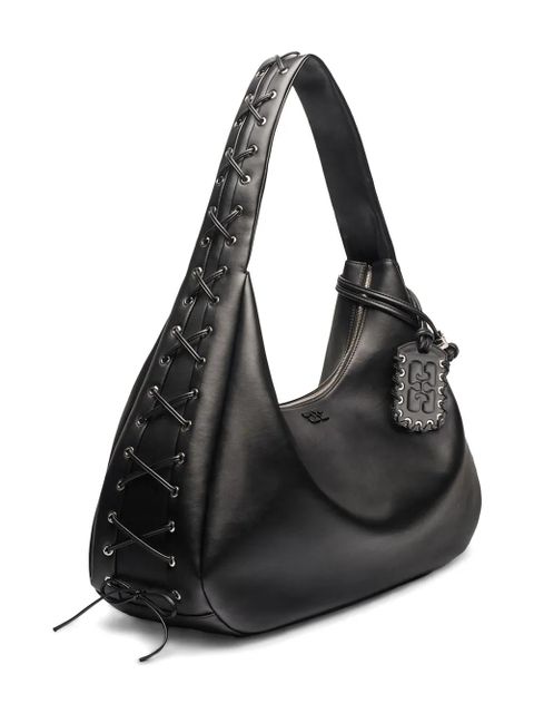 GANNI XXL leather shoulder bag - Black