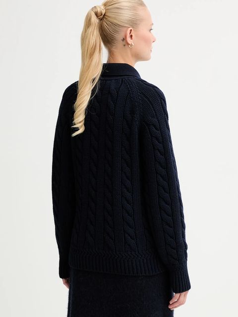 Bally sweter wełniany damski kolor granatowy ciepły WKN0BG