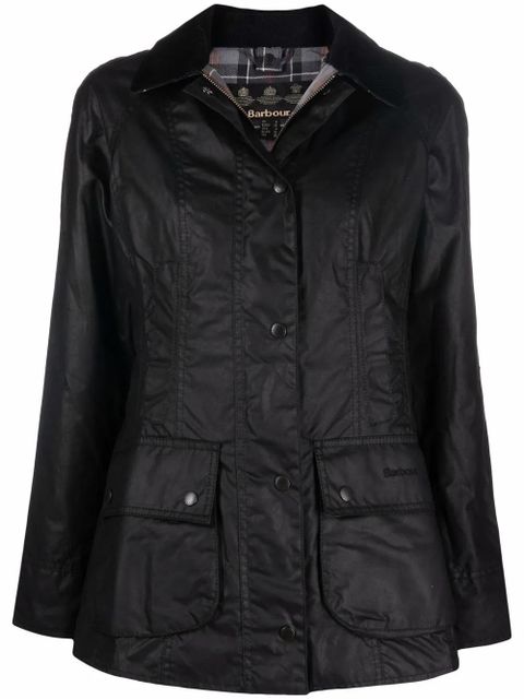 Barbour wax-coated buttoned-up jacket - Black - zdjęcie produktu nr 1