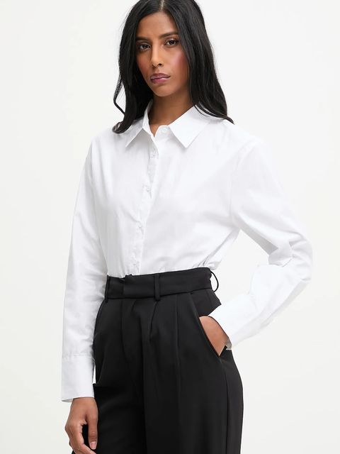 Answear.LAB koszula bawełniana damska kolor biały regular z kołnierzykiem klasycznym
