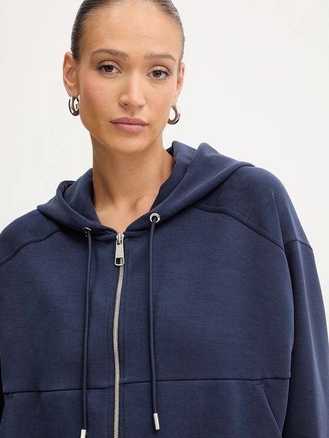 BOSS Orange bluza damska kolor granatowy z kapturem gładka 50547813