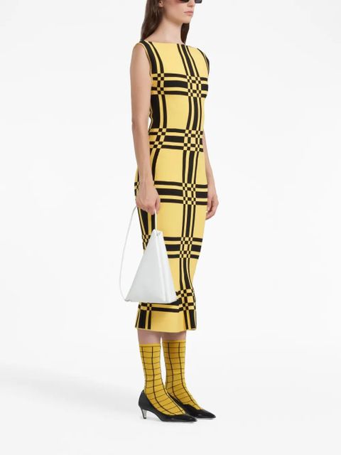 Marni checked sheath midi dress - Yellow - zdjęcie produktu nr 2