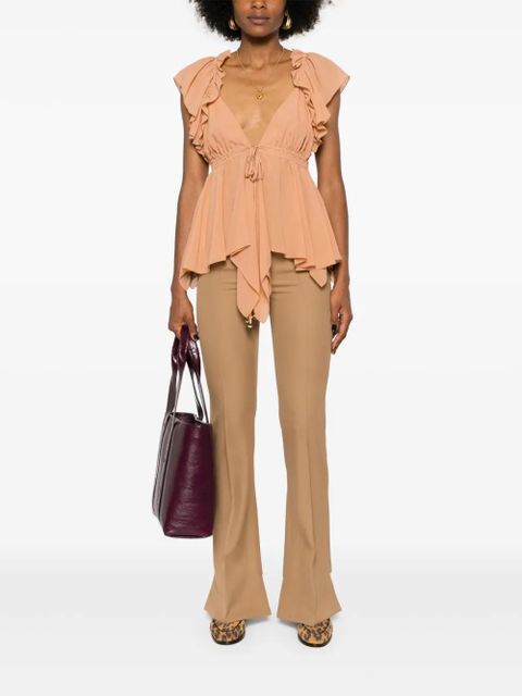 Chloé ruffled sleeveless silk blouse - Orange - zdjęcie produktu nr 2