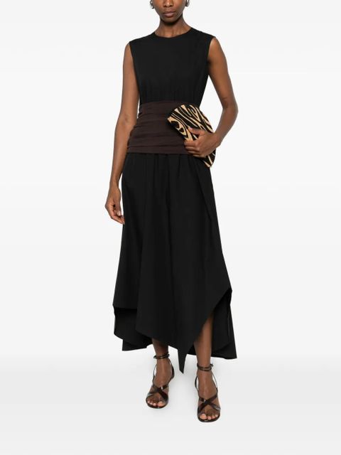 Tory Burch ruched-detail sleeveless midi dress - Black - zdjęcie produktu nr 2