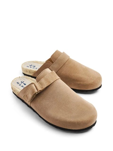Manebi logo-debossed suede slippers - Neutrals