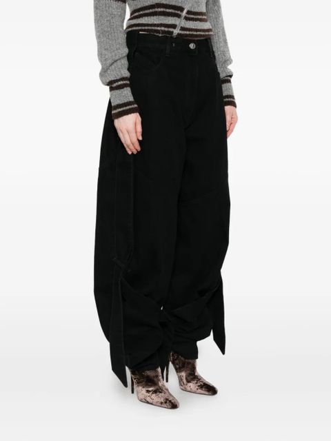 The Attico tie-detail panelled jeans - Black
